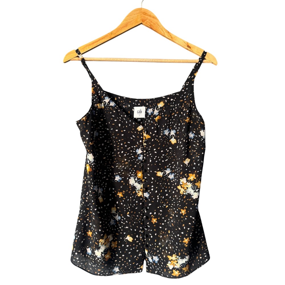 Cabi Cami Tank Top Womens S‎ Floral Print Sleeveless Black Casual Lightweight